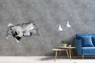 Sticker effetto rottura muro Orchidee nel cemento