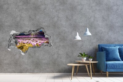 Sticker effetto rottura muro Un campo di fiori sotto il sole