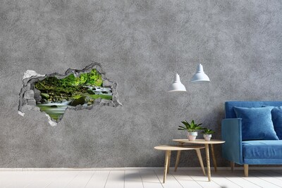 Adesivo con vista dietro il muro Cascata nella foresta tropicale