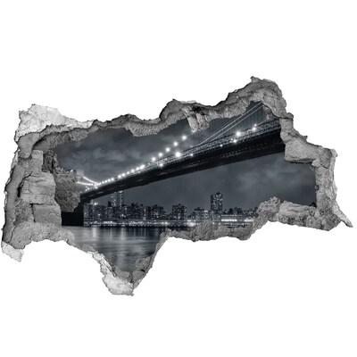 Decorazione da parete buco nel muro Ponte di Brooklyn di notte