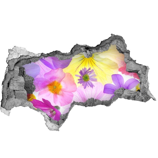 Sticker effetto rottura muro Paradiso fiorito attraverso un buco nel muro