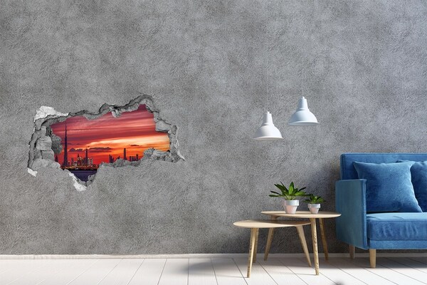 Decorazione da parete buco nel muro Tramonto su Dubai