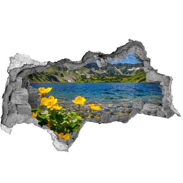 Sticker effetto rottura muro Paesaggio montano in riva al lago