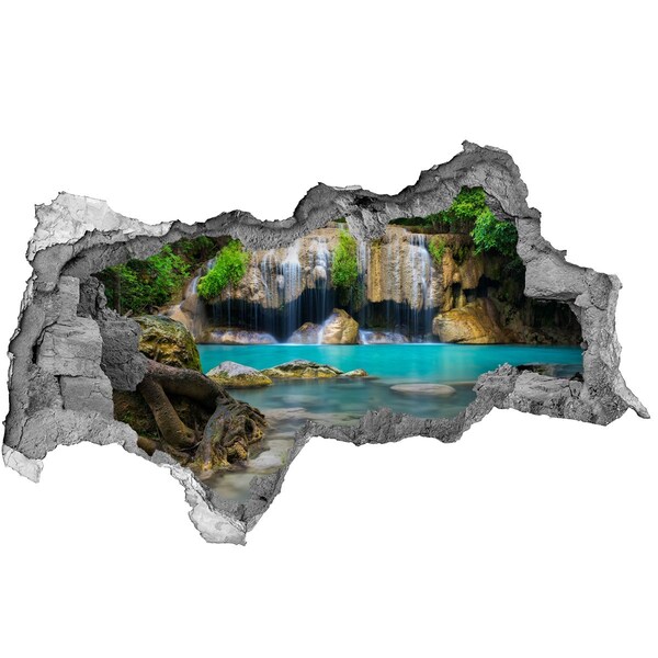 Sticker effetto rottura muro Una cascata in un paradiso tropicale