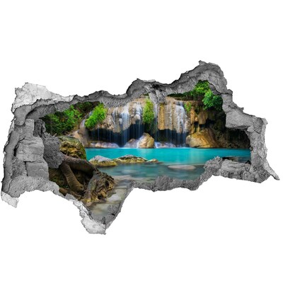 Sticker effetto rottura muro Una cascata in un paradiso tropicale