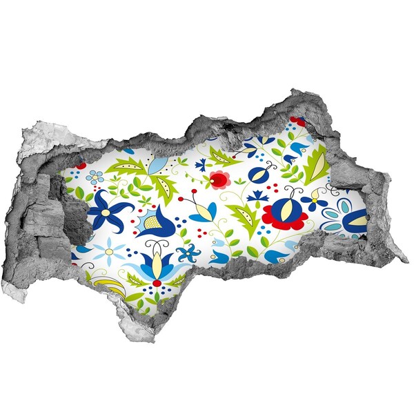 Sticker effetto rottura muro Motivo floreale su sfondo di cemento