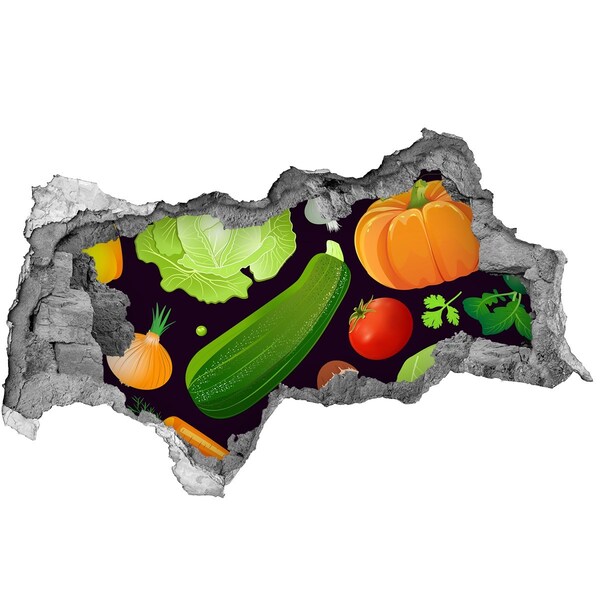 Sticker effetto rottura muro Frutta e verdura in un buco nel muro