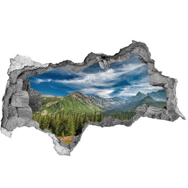 Decorazione da parete buco nel muro Paesaggio montano con foresta