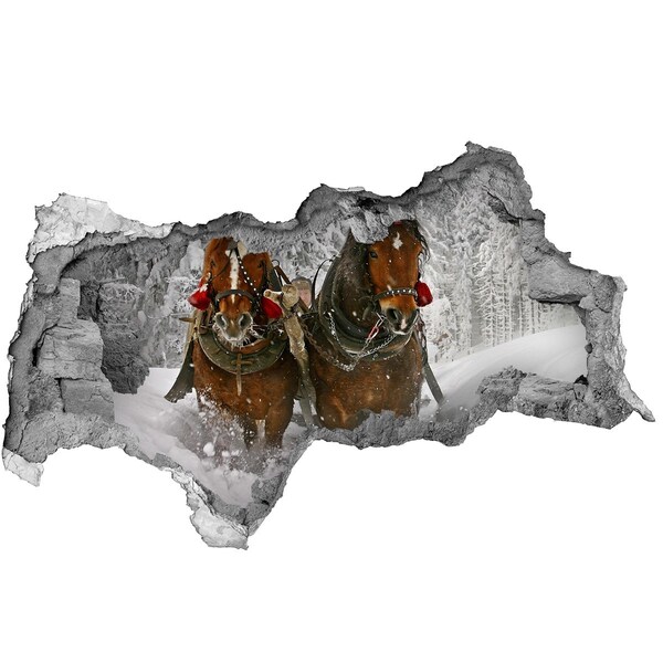 Sticker effetto rottura muro Viaggio invernale a cavallo