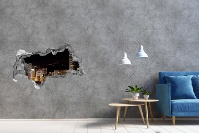 Decorazione da parete buco nel muro Panorama notturno della città