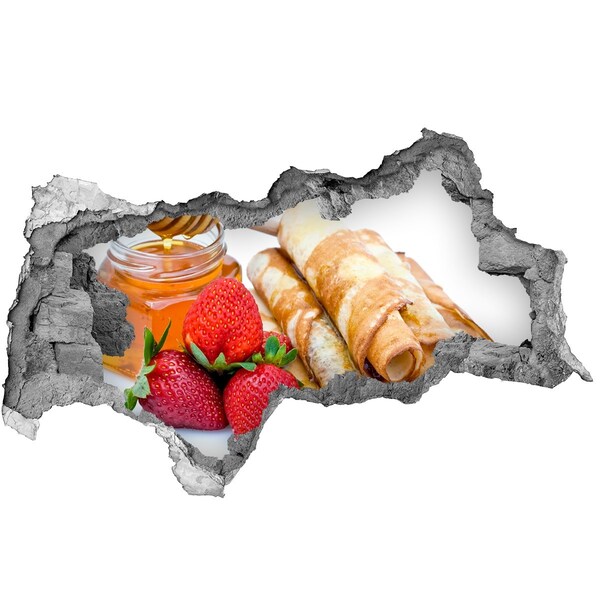 Sticker effetto rottura muro Deliziose frittelle con fragole