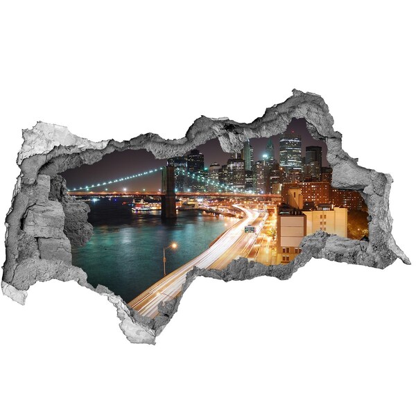 Decorazione da parete buco nel muro Veduta notturna di New York
