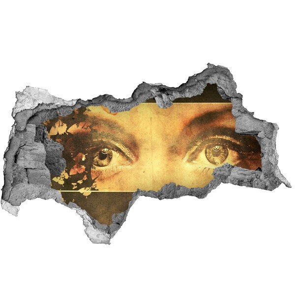 Sticker effetto rottura muro Occhi da dietro il muro