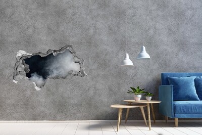 Sticker effetto rottura muro Un muro in rovina con vista sulle nuvole