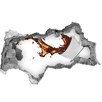 Sticker effetto rottura muro Caffè che fuoriesce da un buco nel muro