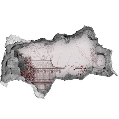 Adesivo con vista dietro il muro Immersione nell'architettura asiatica