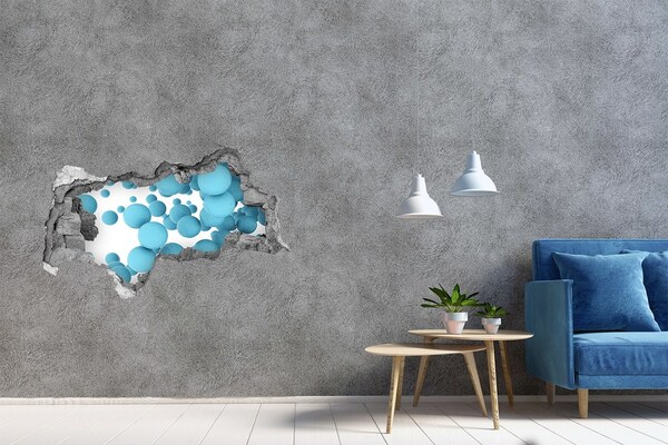 Decorazione da parete buco nel muro Bolle nello spazio blu