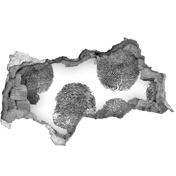 Adesivo con vista dietro il muro Impronta digitale sul muro