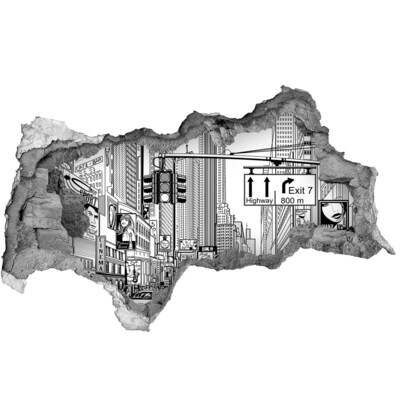 Adesivo con vista dietro il muro Le strade di New York