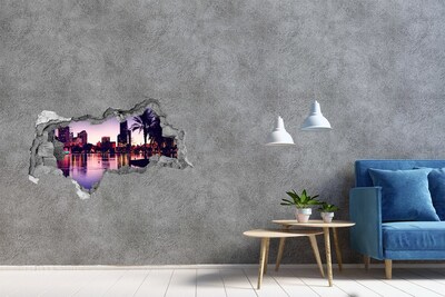 Decorazione da parete buco nel muro Tramonto sulla città