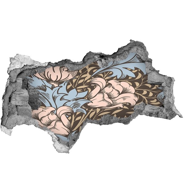 Sticker effetto rottura muro Motivo floreale nel buco nel muro