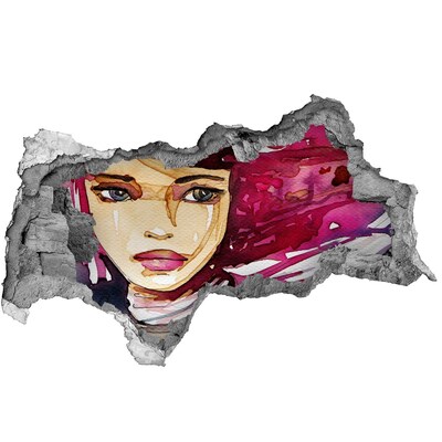 Adesivo con vista dietro il muro Ritratto con dettagli rosa