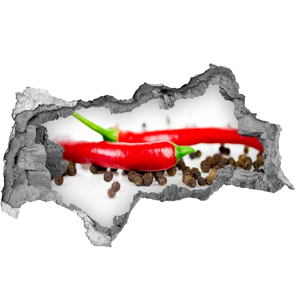 Sticker effetto rottura muro Spezie piccanti in cucina