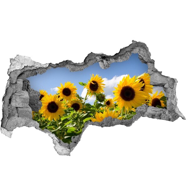 Adesivo con vista dietro il muro Girasoli alla luce del giorno
