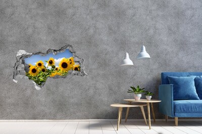 Adesivo con vista dietro il muro Girasoli alla luce del giorno
