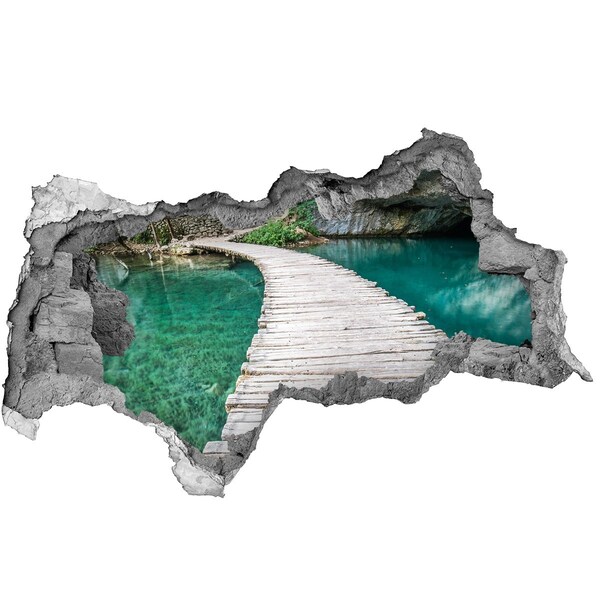 Sticker effetto rottura muro Misterioso ponte su acque turchesi