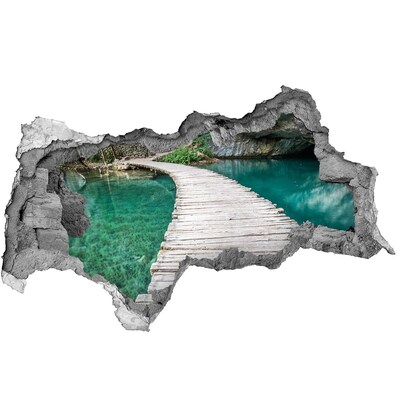 Sticker effetto rottura muro Misterioso ponte su acque turchesi