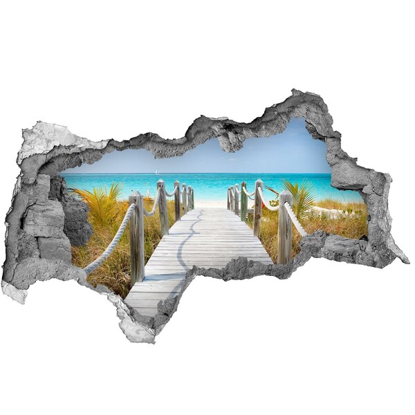 Decorazione da parete buco nel muro Spiaggia tropicale con pontile in legno