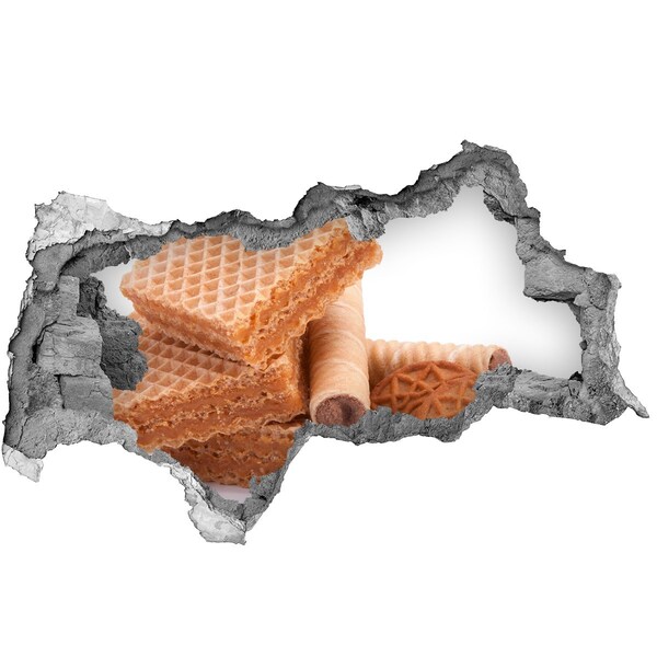 Sticker effetto rottura muro Waffle dolci in un buco