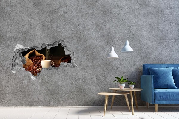 Sticker effetto rottura muro Il caffè nel cuore dei chicchi