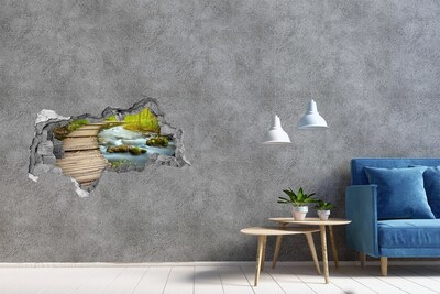 Adesivo con vista dietro il muro Un ruscello nella foresta