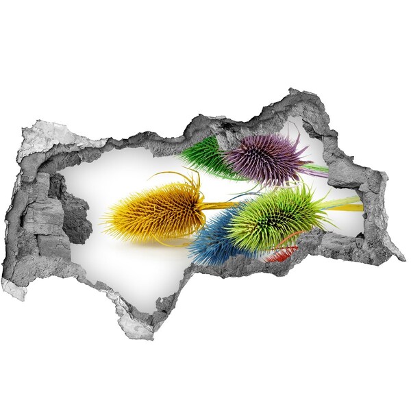 Sticker effetto rottura muro Esplosione floreale nel cemento