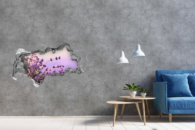 Sticker effetto rottura muro Fiori di lavanda nella luce del mattino