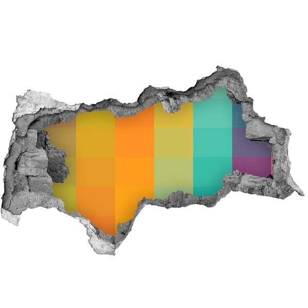 Adesivo con vista dietro il muro Un buco colorato nel muro