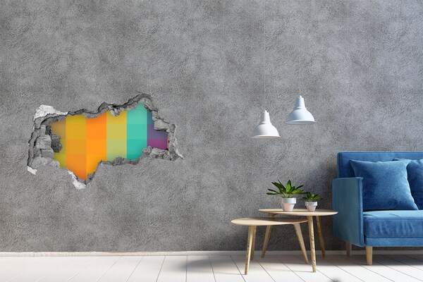 Adesivo con vista dietro il muro Un buco colorato nel muro
