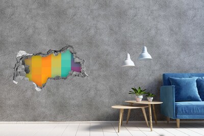 Adesivo con vista dietro il muro Un buco colorato nel muro
