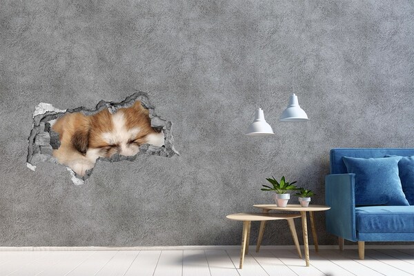 Decorazione da parete buco nel muro Cucciolo adorabile in un buco nel muro
