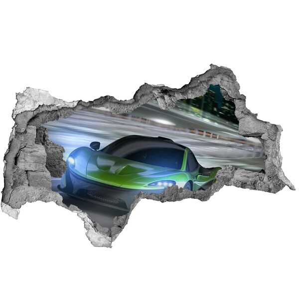 Adesivo con vista dietro il muro Auto sportiva in azione