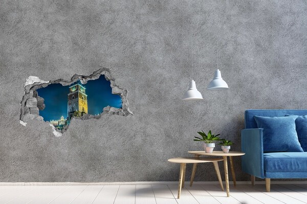 Adesivo con vista dietro il muro Torre dell'orologio di Cracovia