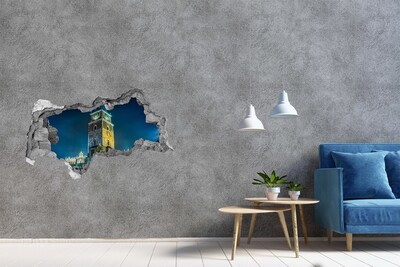 Adesivo con vista dietro il muro Torre dell'orologio di Cracovia