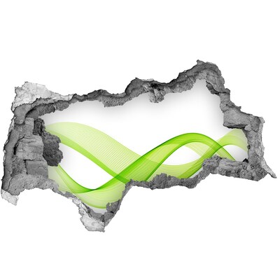 Sticker effetto rottura muro Onda verde nel buco nel muro