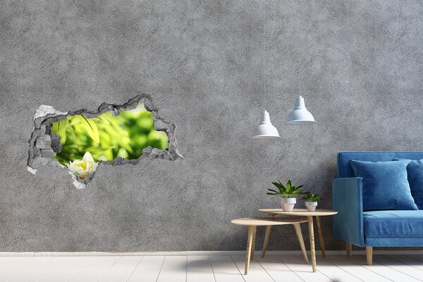 Decorazione da parete buco nel muro Un fiore in un giardino verde