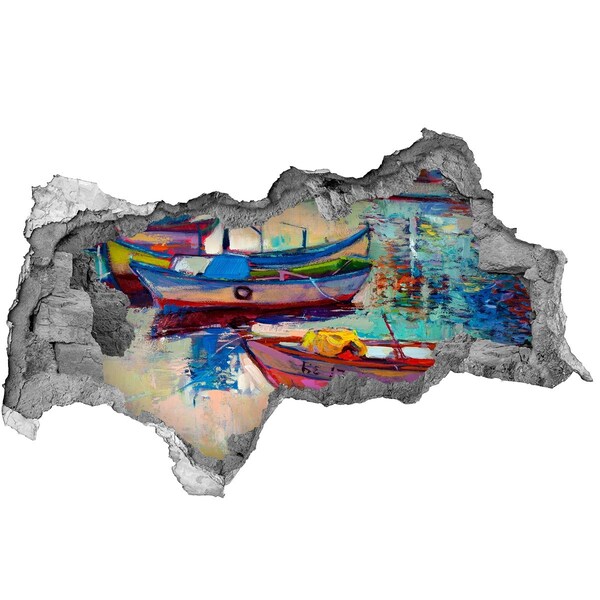 Sticker effetto rottura muro Pittoresche barche sull'acqua