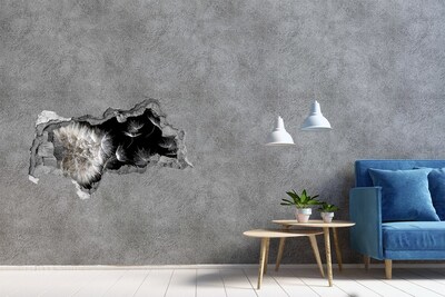 Sticker effetto rottura muro Denti di leone nello spazio nero