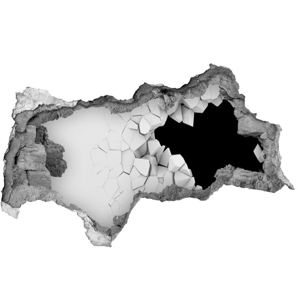 Sticker effetto rottura muro Un muro crollato affacciato sul vuoto