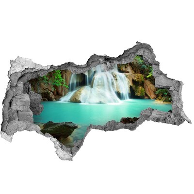 Sticker effetto rottura muro Una cascata in un paradiso tropicale